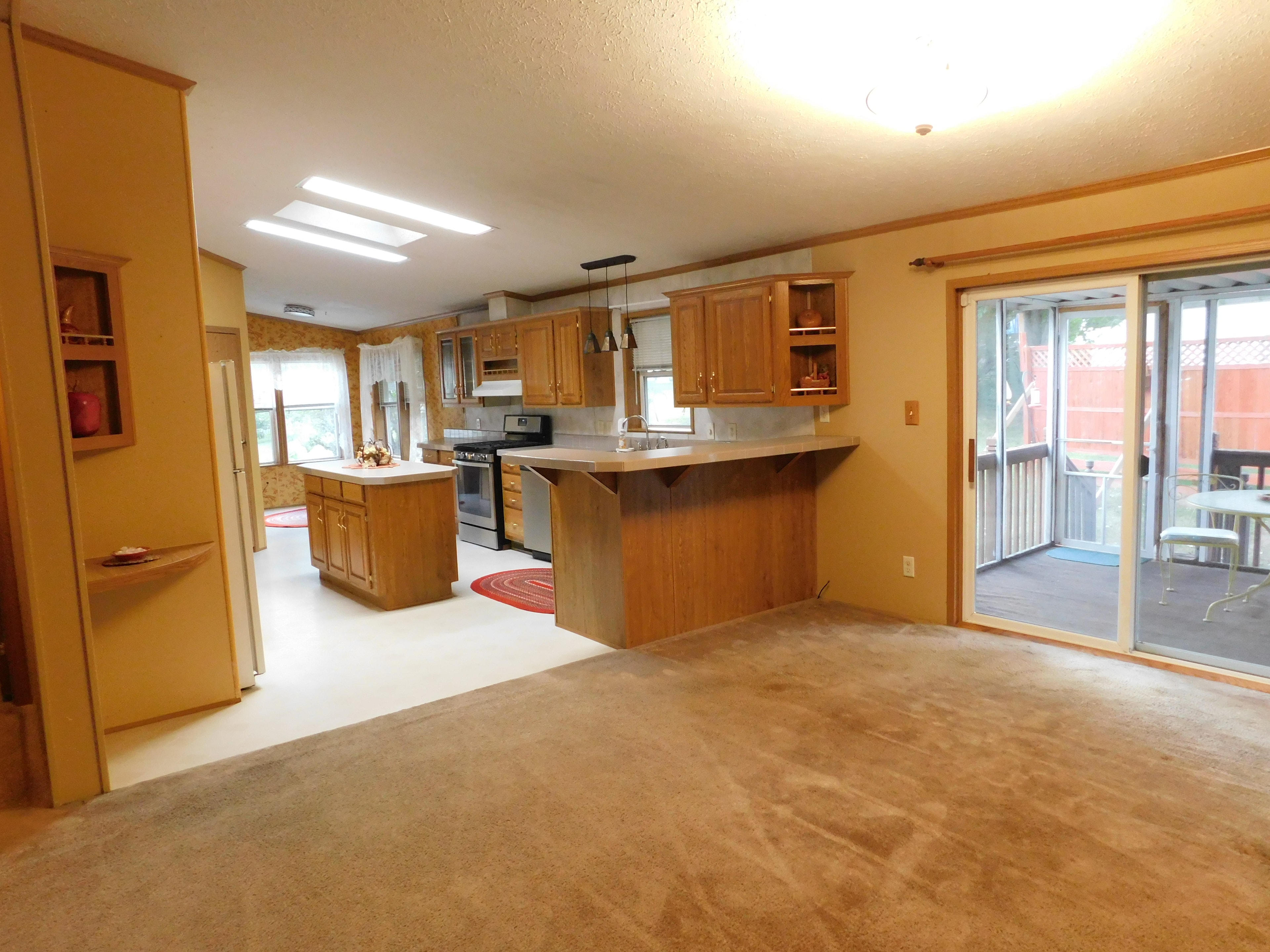 Open concept kitchen and living area